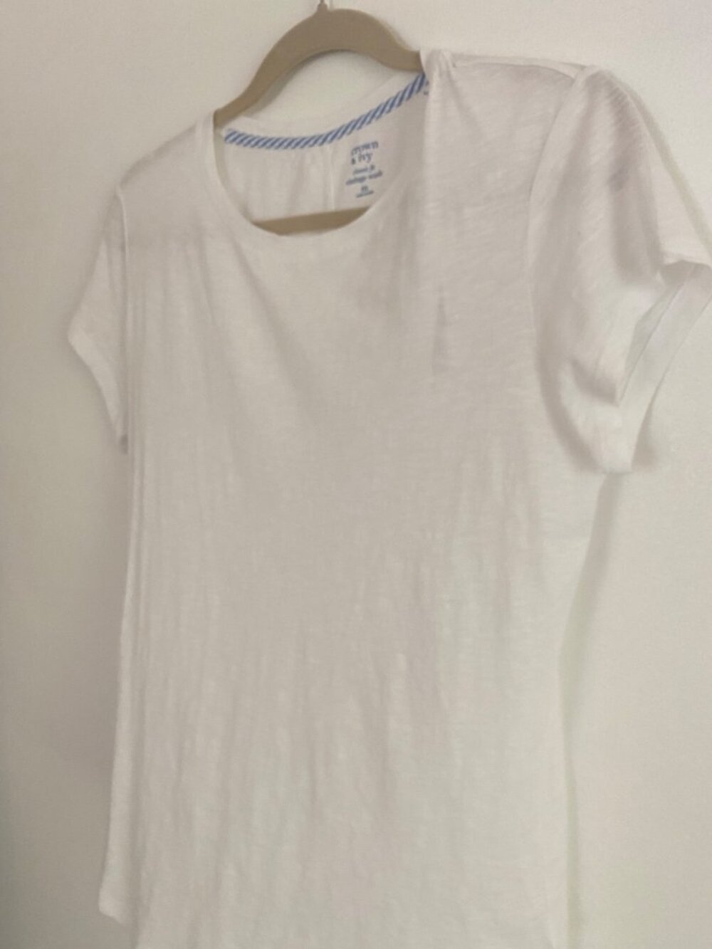 Crown & Ivy Vintage Wash White Classic Fit Cotton T-Shirt Size M - Picture 2 of 6